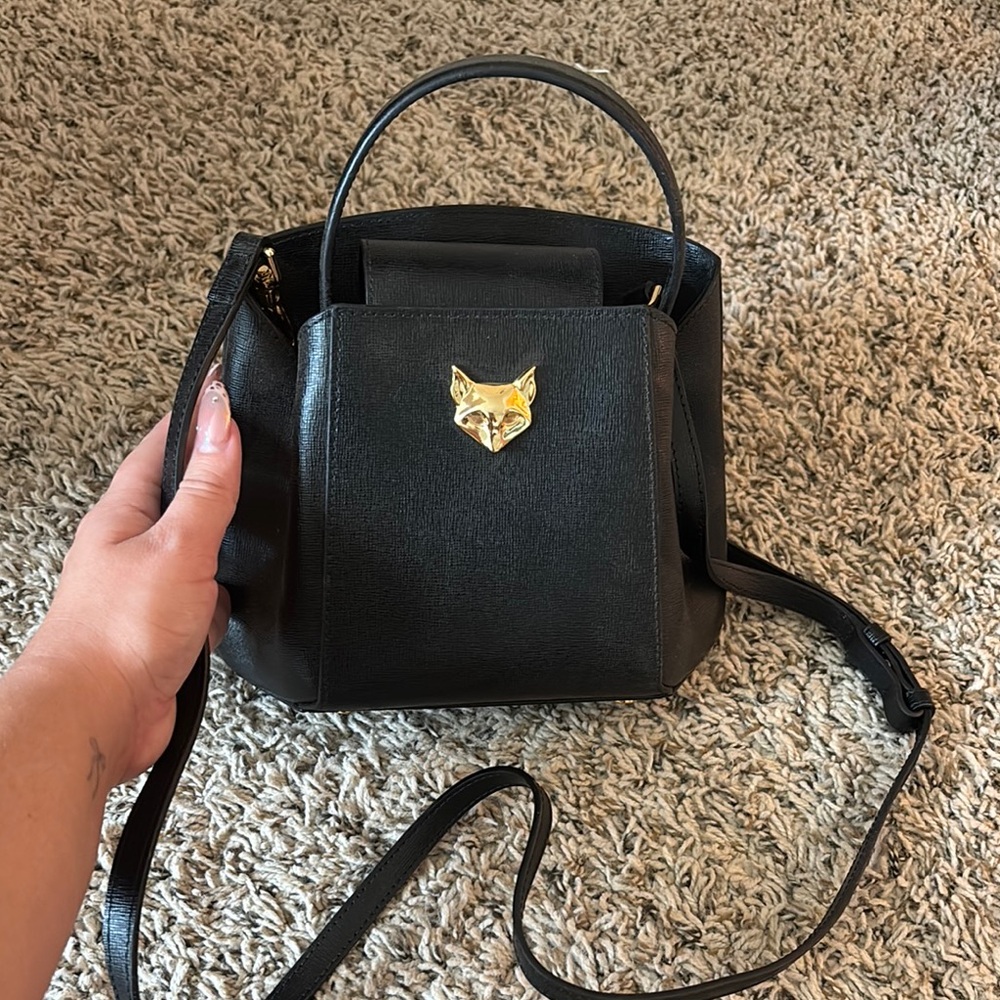Deseri Mini Rosa Black Handbag with Gold Accent